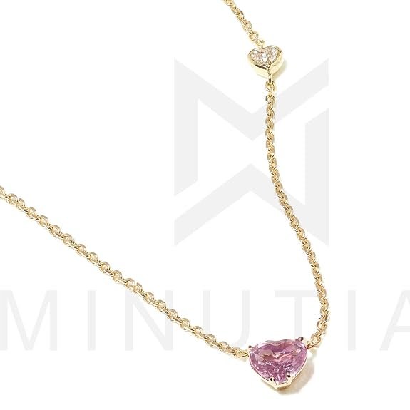 MINUTIAE Love Heart Shape With Pink & White Diam Pendant Necklace for Girls And Women with Extendable Chain