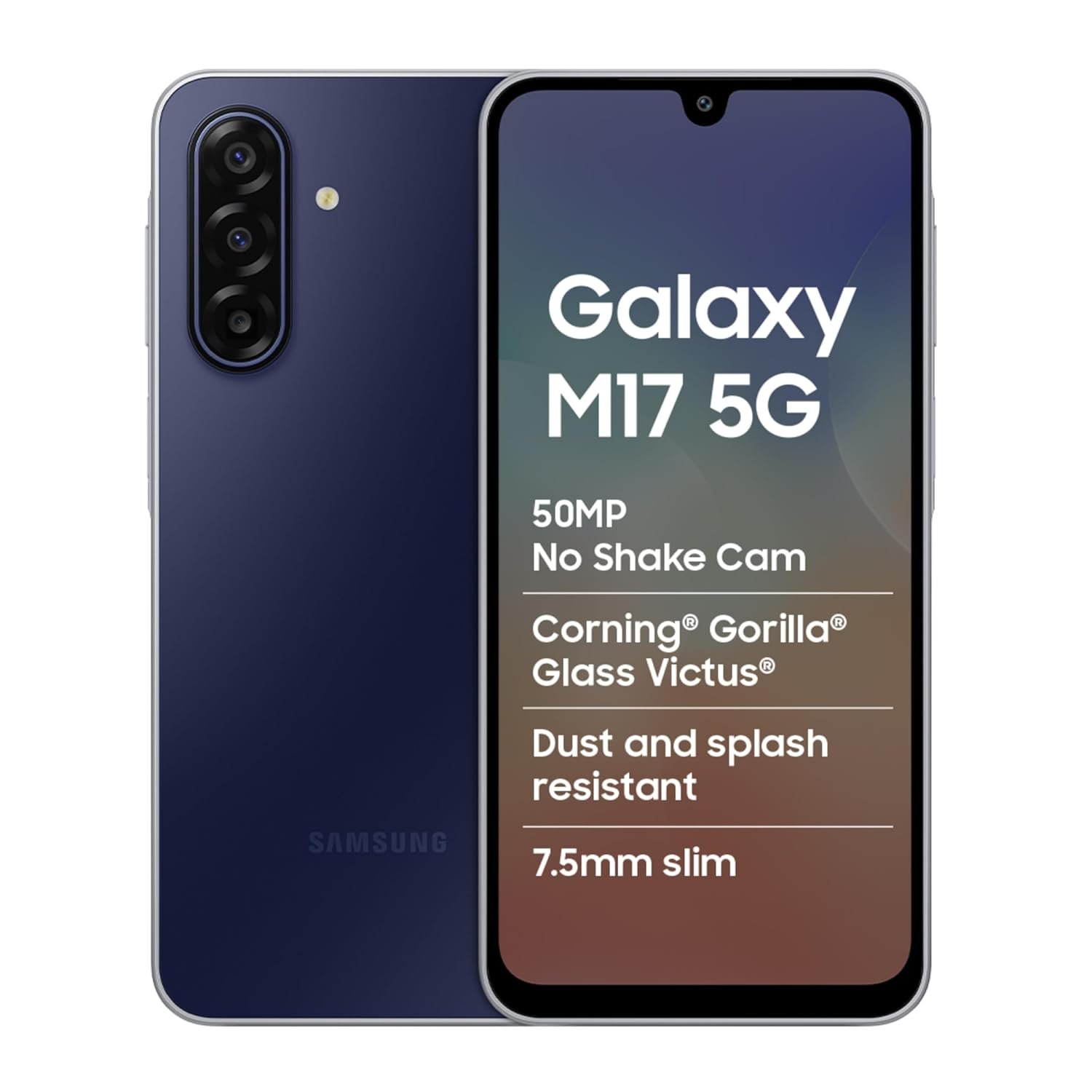 Samsung Galaxy M17 5G Mobile (Moonlight Silver, 4GB RAM, 128GB Storage) | 50MP OIS Triple Camera | Gorilla Glass Victus| IP54 | 6 Gen OS Upgrades | AI | Gemini Live | Lag-free Gaming | Without Charger