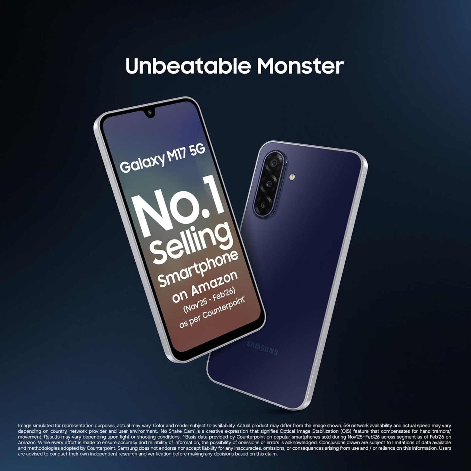 Samsung Galaxy M17 5G Mobile (Moonlight Silver, 4GB RAM, 128GB Storage) | 50MP OIS Triple Camera | Gorilla Glass Victus| IP54 | 6 Gen OS Upgrades | AI | Gemini Live | Lag-free Gaming | Without Charger