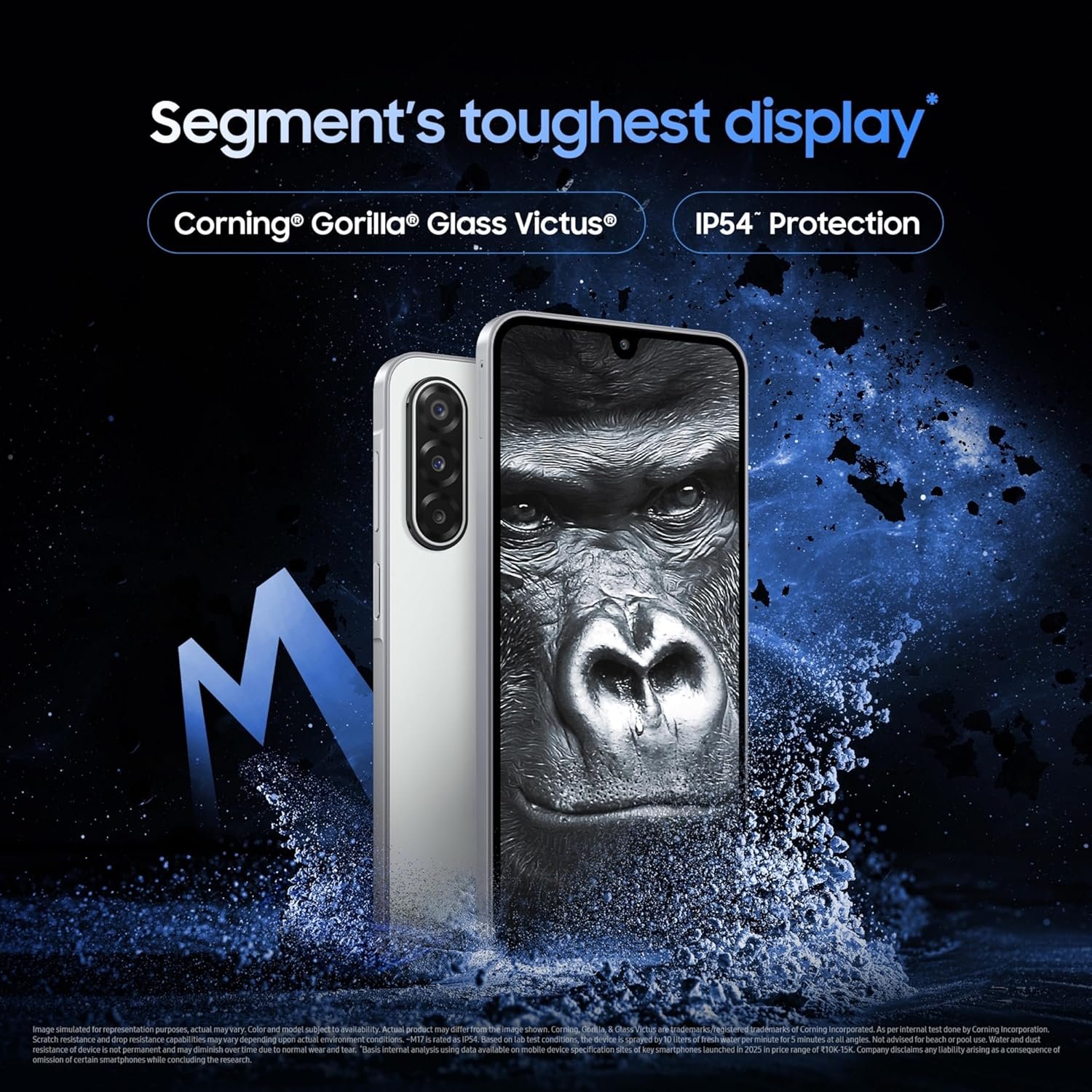 Samsung Galaxy M17 5G Mobile (Moonlight Silver, 4GB RAM, 128GB Storage) | 50MP OIS Triple Camera | Gorilla Glass Victus| IP54 | 6 Gen OS Upgrades | AI | Gemini Live | Lag-free Gaming | Without Charger